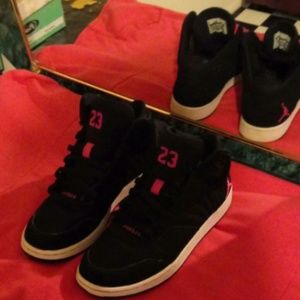 Pink black and white Jordan shoes!